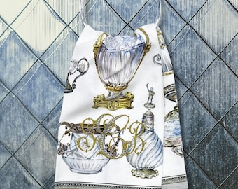 Vintage Crystal Glassware Tea Towel, Personalized Monogram Gift