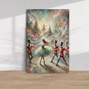 Nutcracker Ballet Wall Art - Enchanting Holiday Scene with Ballerina and Soldiers - Festive Christmas Décor