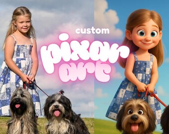 Portrait personnalisé de style Pixar | Illustration numérique personnalisée à partir de votre photo | PNG et PDF en option inclus