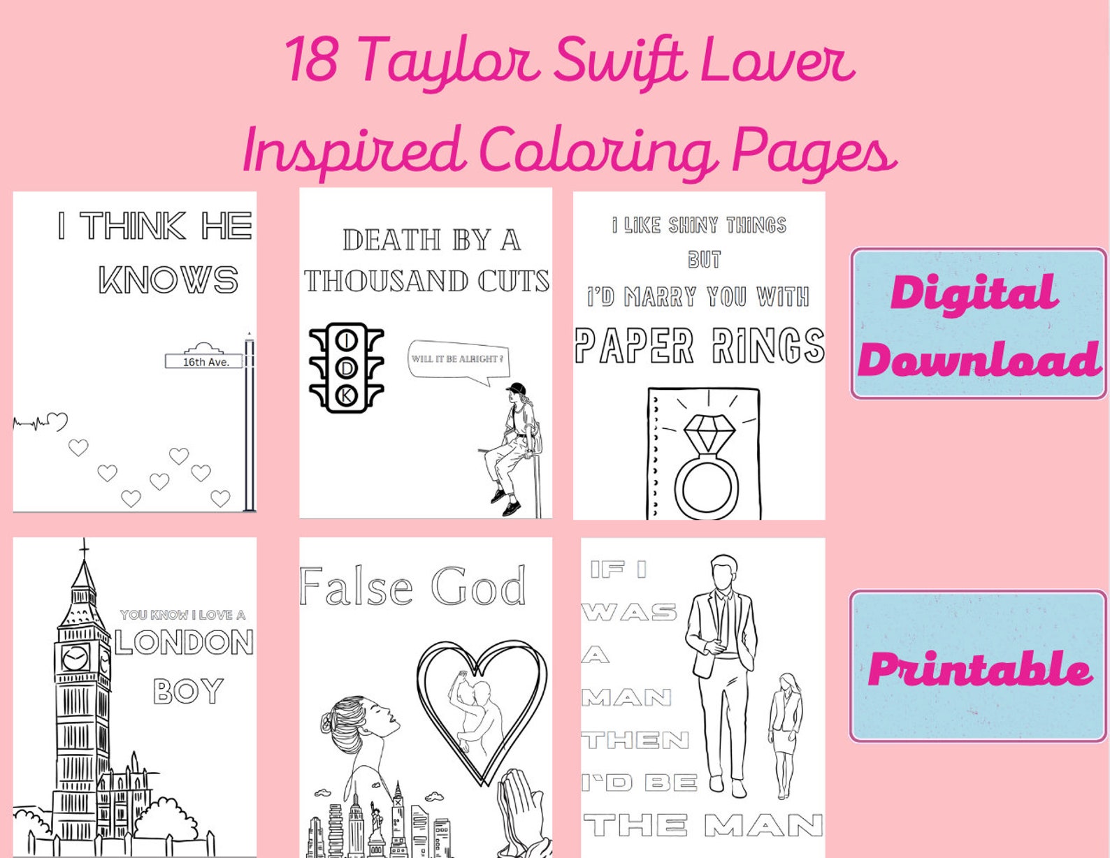 Taylor Swift Lover Coloring Book - Etsy
