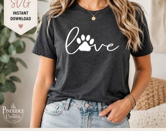 Dog Mom SVG PNG, Love Paw Print Design, Dog Lover Pet Lover Cut File, Cricut Instant Download
