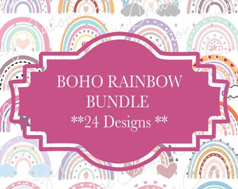 Boho Rainbow SVG Bundle: Pastel Clipart (digital Download) - Etsy