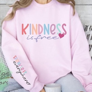 Vriendelijkheid is gratis strooi het overal SVG, inspirerende mouw wees aardig Boho motiverend positief citaat digitale download sublimatie liefde