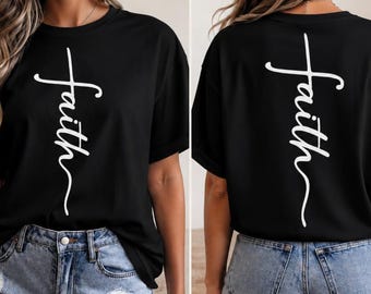 Faith Cross SVG PNG DXF | Christian Script Cut File | Minimalist Faith Shirt | Bible Verse Design | Instant Download