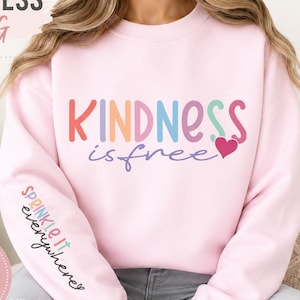 La amabilidad es gratis SVG / Diseño de camiseta con cita positiva / Archivo Cricut / PNG para sublimación / Inspirador