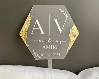 Acrylic Wedding Cake Topper For Wedding Personalized Name Mr Mrs Cake Topper Initial Cake Topper Anniversary Cake Topper Engagement Wedding
