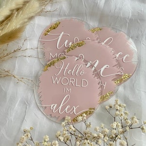Disco acrílico personalizado con el hito mensual del bebé, anuncio personalizado del hito de la guardería para el nombre del bebé, placa decorativa para recién nacidos.