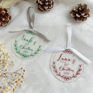 Baby First Christmas Ornament Personalized Keepsake Baby Shower Gift Holiday Birth Announcement Acrylic Tree Decoration New Parent Gift