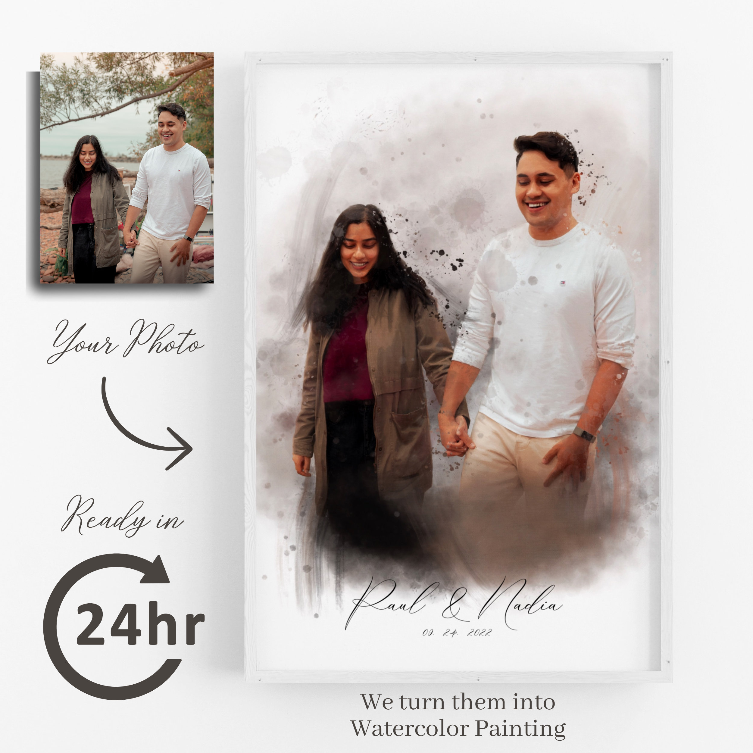 Custom Anniversary Portrait Painting Gift for Her Wedding Decor ...