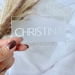 Cartões de lugar de acrílico personalizados para cartões de lugar de etiqueta de nome de casamento Nome da mesa de casamento Configuração de nome de lugar de acrílico Decoração de evento Placa de casamento