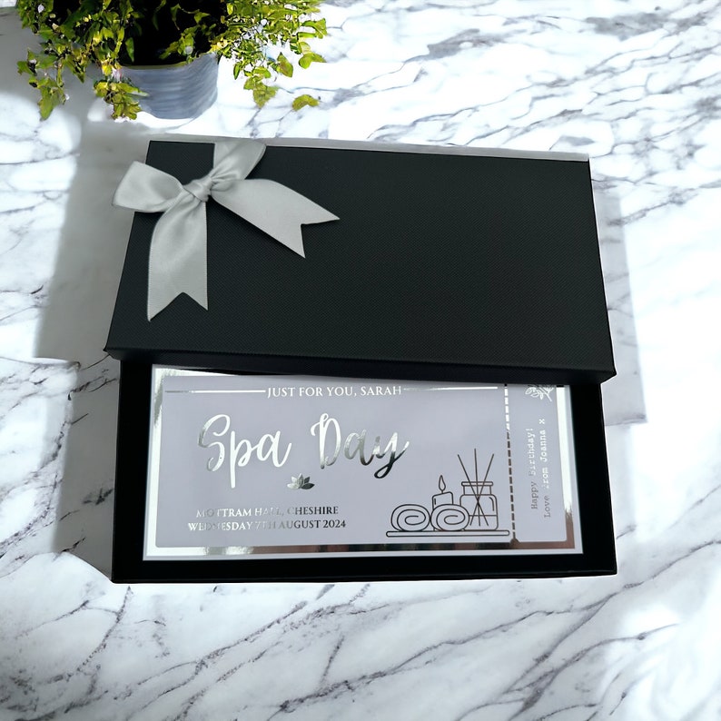 Spa Day Gift Any Personalised Foil Ticket, Mother's Day, Luxury Keepsake Ticket, Surprise, Gift, Concert, Voucher image 1