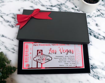 Las Vegas Holiday Destination Pass Fake Flight Ticket, Personalised Custom Birthday Anniversary Hen Luxury Gift Surprise Reveal Voucher