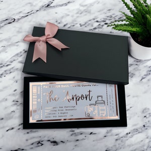 Secret Suprise Holiday Destination Pass Fake Flight Ticket, Any Reveal Personalised Foil Ticket, Luxury Keepsake, Gift, Voucher, Hen, Stag