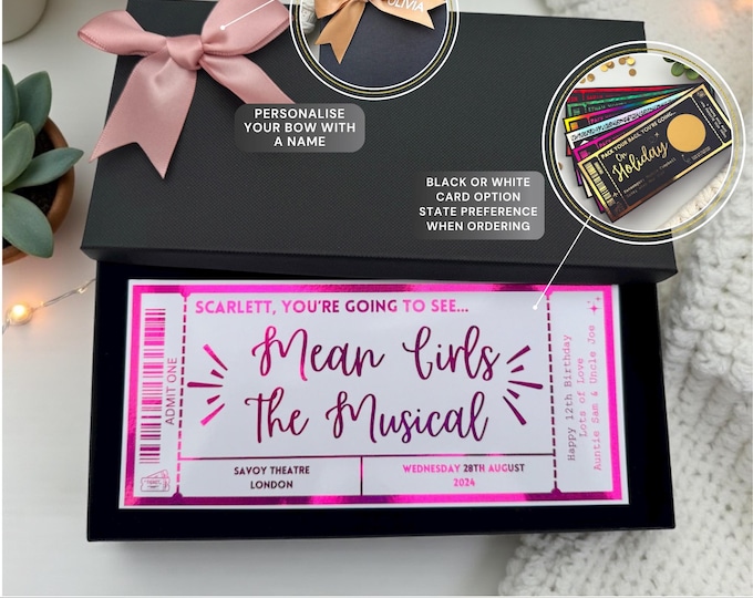 Theatre / Concert / Comedy Ticket, Any Personalised Foil Ticket, Luxury Keepsake, Surprise, Gift, Voucher, Gig, Event, Tour,