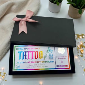 Tattoo Voucher, Any Personalised Foil Ticket, Holiday Boarding Pass, Luxury Keepsake Ticket, Surprise, Gift, Concert