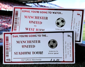 Football Stadium Tour, Scratch Ticket Sports Voucher, Any Personalised Foil Ticket, Luxury Keepsake Ticket, Surprise, Gift,