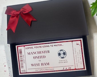 Football Match Scratch Card Ticket Sports Voucher, Any Personalised Foil Ticket, , Luxury Keepsake Ticket, Surprise, Gift,