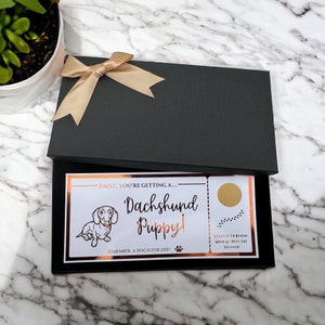 Carte à gratter chiot, chien, que vous allez recevoir, faire-part de bébé en fourrure, révélation, surprise, souvenir, papier d'aluminium de luxe, cadeau, cadeau, nous sommes