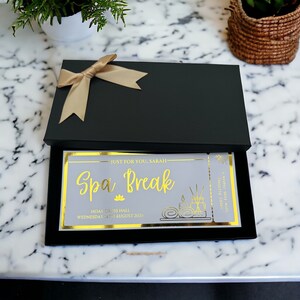 Cadeau pour une pause spa au choix Billet en aluminium personnalisé, Fête des Mères, Billet souvenir de luxe, Surprise, Cadeau, Concert, Bon
