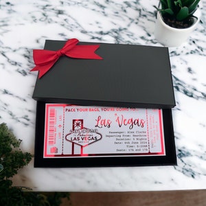 Billet d'avion pour vacances Las Vegas, faux billet d'avion, cadeau d'anniversaire de poule personnalisé, cadeau de luxe, cadeau surprise