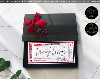 Driving Lessons, Learner Any Personalised Foil Ticket, Luxury Keepsake, Surprise, Gift, Voucher, 17 Birthday
