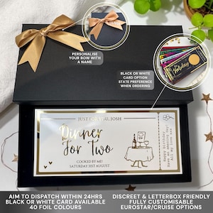 Dinner Meal Ticket, Date Night, Cute Voucher, Any Personalised Foil Ticket, Luxury Keepsake Ticket, Surprise, Gift, Birthday, Chef