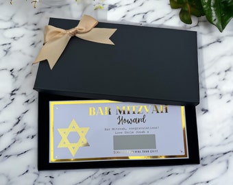 Bar / Bat Mitzvah Gift Money Scratch Voucher, Any Personalised Foil Ticket, Holiday Boarding Pass, Luxury Keepsake Ticket, Surprise, Concert