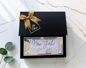 New York Boarding Pass | Custom Foil Ticket | Surprise Holiday Reveal Gift