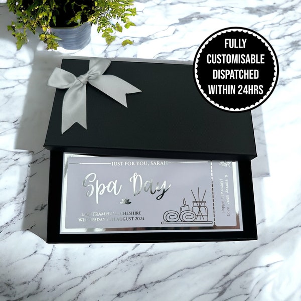 Spa Day Gift Any Personalised Foil Ticket, Mother's Day, Luxury Keepsake Ticket, Surprise, Gift, Concert, Voucher