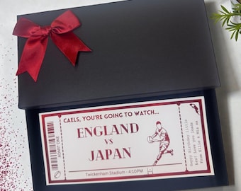Rugby Match Scratch Card Ticket Sports Voucher, Any Personalised Foil Ticket, , Luxury Keepsake Ticket, Surprise, Gift, Fathers Day