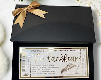 Cruise Holiday Plane Destination Pass Fake Flight Ticket Personalised Custom Birthday Anniversary Hen Luxury Gift Surprise Reveal Voucher