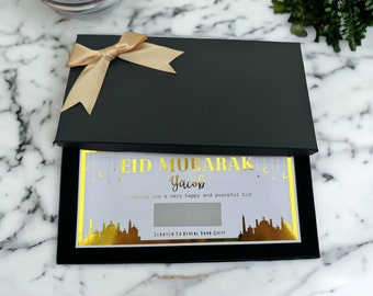 Eid Mubarak Gift Money Scratch Voucher, Any Personalised Foil Ticket, Holiday Boarding Pass, Luxury Keepsake Ticket, Surprise