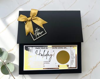 Holiday Golden Ticket Scratch Card Reveal Plane Boarding Pass Destination Pass Fake Flight Personalised Foil Luxury Gift Voucher Hen Stag Do