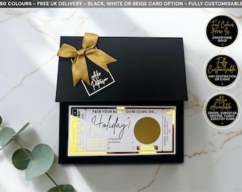 Holiday Golden Ticket Scratch Card Reveal Plane Boarding Pass Destination Pass Fake Flight Personalised Foil Luxury Gift Voucher Hen Stag Do