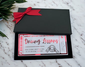 Driving Lessons, Learner Any Personalised Foil Ticket, Luxury Keepsake, Surprise, Gift, Voucher, 17 Birthday