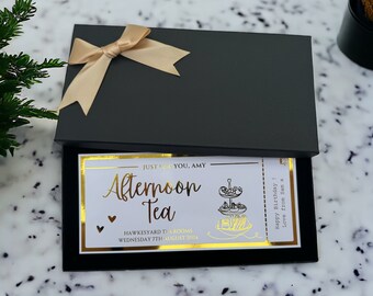 Afternoon Tea, Any Personalised Foil Ticket, Mother's Day, Luxury Keepsake Ticket, Surprise, Gift, Concert, Voucher,