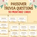 Passover Trivia Questions Game I 50 Printable Cards I Jewish Games I ...