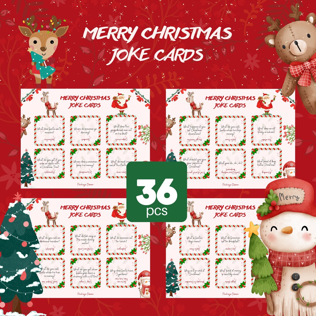 Christmas Joke Cards Christmas Lunch Box Joke Cards for Kids or Adults Joke of the Day DIGITAL ...