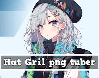 May include: A young woman with long, silver hair with blue highlights wears a black and white jacket with green and blue accents. She is wearing a black beanie with colorful pins and a silver nose ring.