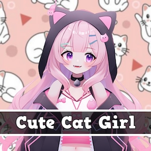 Cat Girl Vtuber Avatar 2d Live 2d with 5 Expressions Iphone Traking For twitch