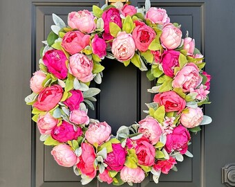 Shades of Pink Peonies Wreath