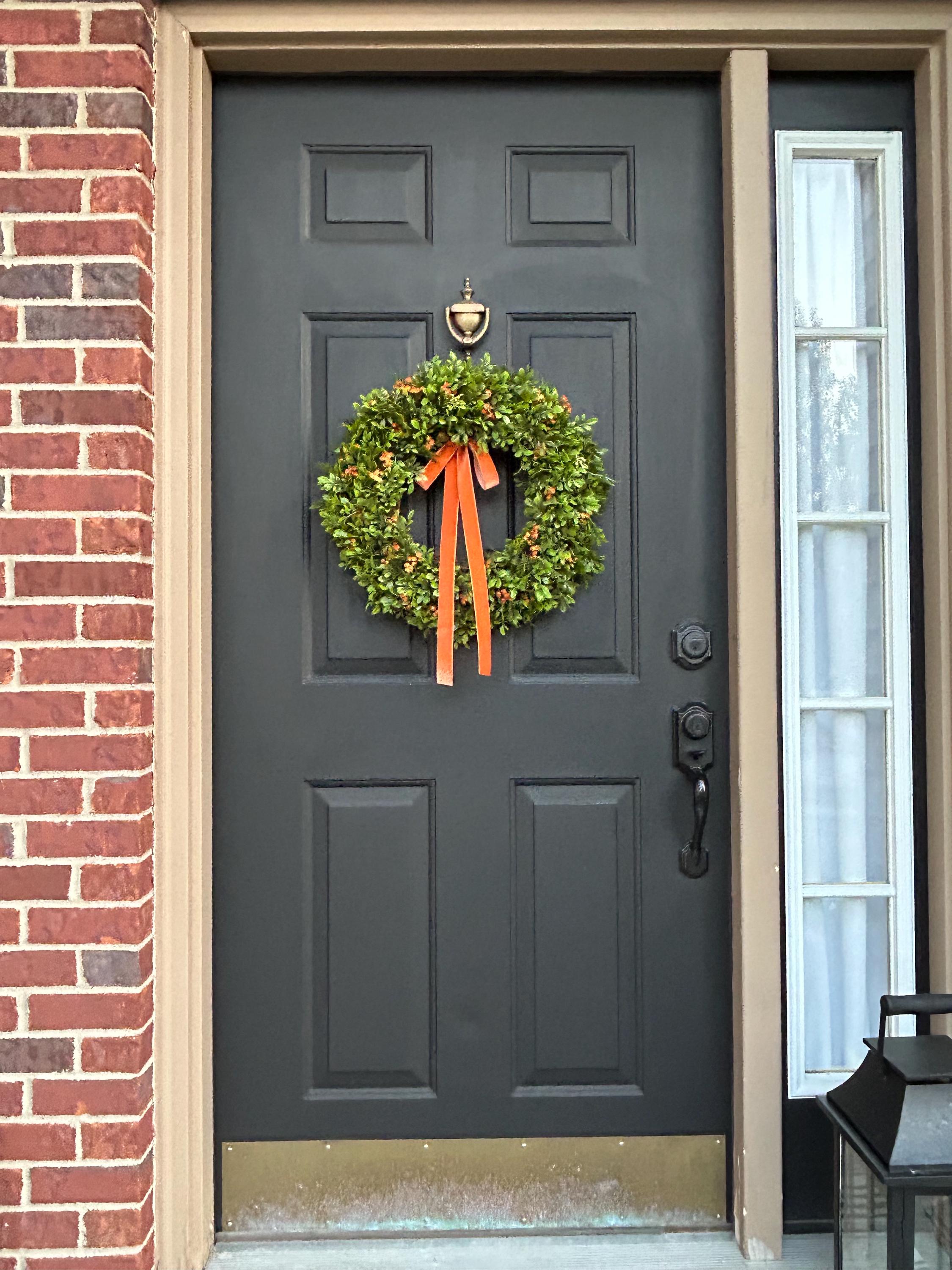 Boxwood With Orange Flowers Fall Wreath for Front Door - Etsy
