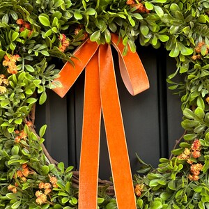 Boxwood With Orange Flowers Fall Wreath for Front Door - Etsy