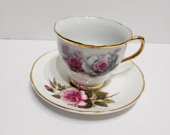 Crown Trent Staffordshire England China  Floral Saucer and Tea Cup