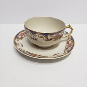 Antique Haviland Limonges CH Field Finest French Ivory China Tea Cup and Saucer