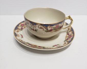 Antique Haviland Limonges CH Field Finest French Ivory China Tea Cup and Saucer