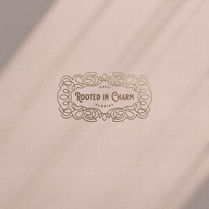 Rooted in Charm Ornate Nouveau Frame, small business branding Pre-made upscale logo design