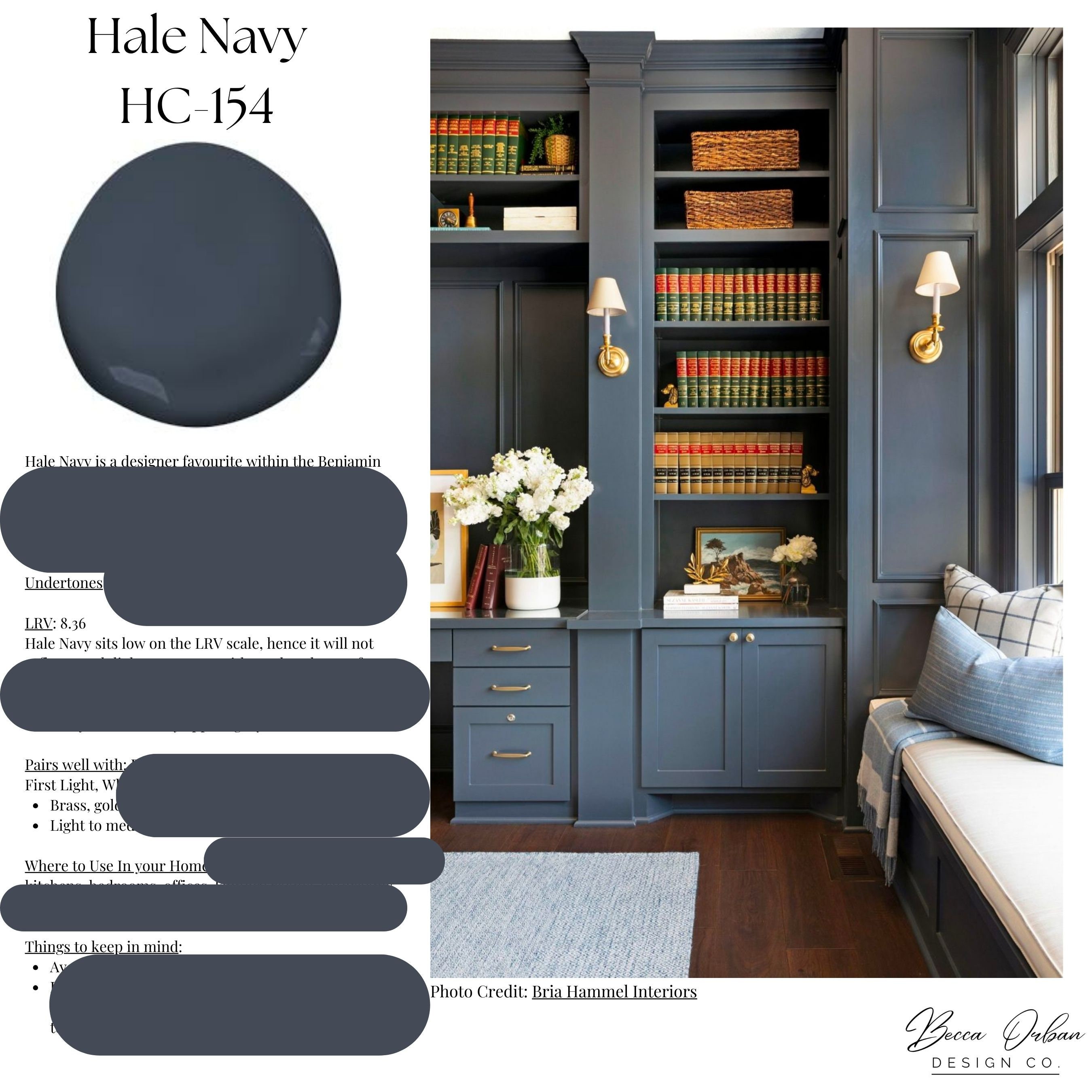 Benjamin Moore Hale Navy Home Paint Colour Palette, Home Paint Palette ...