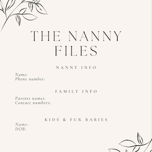 The Nanny Files Information Sheet