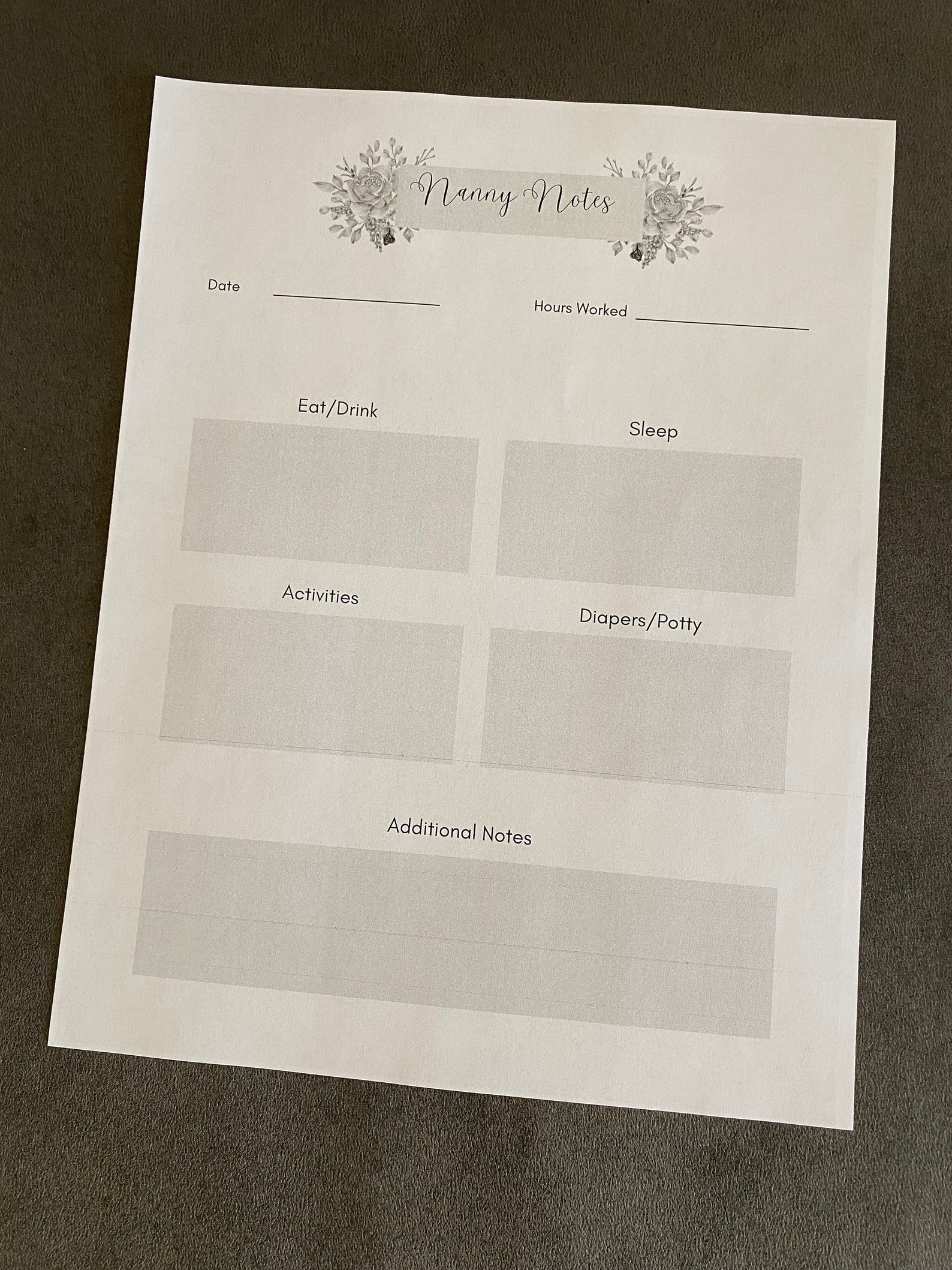 Nanny Notes Printable Daily Log - Etsy